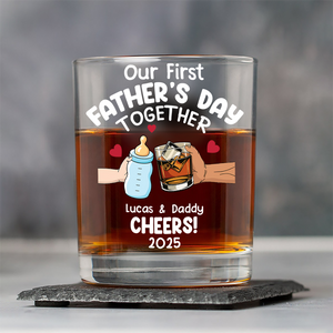 Personalized Funny Our First Fathers Day Rock Glass LM32 893665