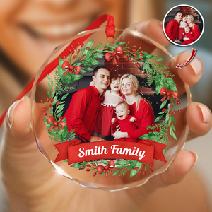 Custom Family Crystal Photo - Personalized Glass Ornament For Christmas TH10 894829