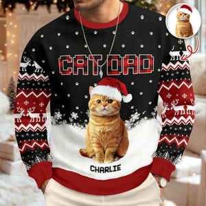 Custom Cat Photo - Cat Mom Cat Dad Christmas Pattern Ugly Sweater Christmas Gift HA75 897612