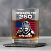 Custom Dog Photo With Big Foot Cheer To 250 Years Of Freedom Patriot Whiskey Glass LM32 895275