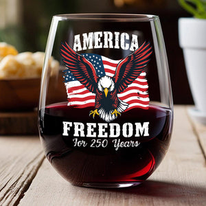 America 250 Years of Freedom Patriotic Eagle Flag Wine Glass HA75 897344