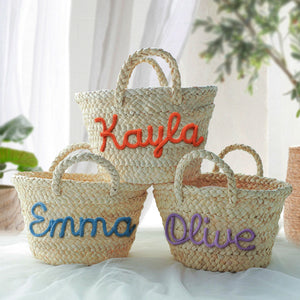 Personalized Name Straw Beach Basket Bag Perfect for Vacation & Picnic LM32 893727