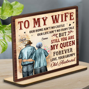 To My Queen 2-Layer Standing Wooden Plaque Personalized Gift For Couple, Wife HO82 894498