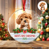 Custom Photo Dog First Christmas Glass Ornament HA75 897258