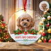Custom Photo Dog First Christmas Glass Ornament HA75 897258