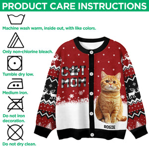 Custom Cat Photo Christmas Pattern Ugly Cardigan Christmas Gift HA75 898176