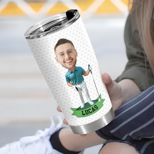 Custom Face Photo Tumbler With Golf Ball Texture TH10 898129