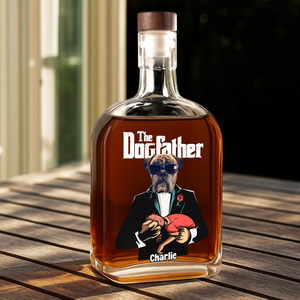 Custom Dog Photo The Dogfather Whiskey Bottle Dog Lovers Gift HO82 894046