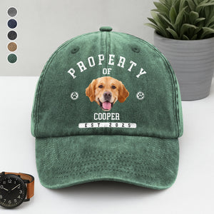 Custom Photo Property Of Dog Washed Denim Baseball Cap HA75 892484