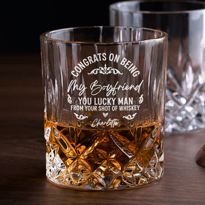 Congrats On Being My Boyfriend Couple Personalized Engraved Whiskey Glass Set with Wooden Box HA75 898034