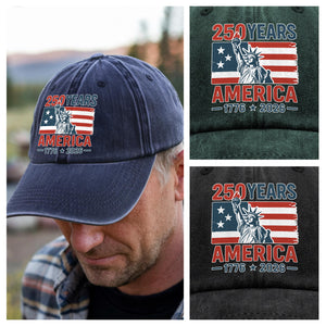 250 Years America 1776 - 2026 Washed Denim Baseball Cap HO82 894546