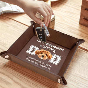 Custom Photo Dog Can't Wait To Play With Dad Leather Valet Tray LM32 893617