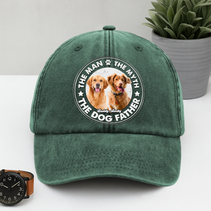 Custom Photo The Man The Myth The Dog Father Washed Denim Baseball Cap CH07 895864