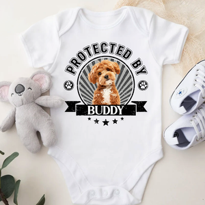 Custom Dog Photo Protected By Human Baby Onesie For Dog Lovers LM32 895023