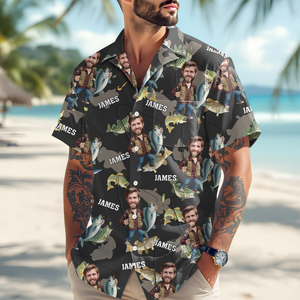 Custom Photo Dad Fishing - Personalized Reel Cool Dad Hawaiian Shirt For Fishing Lover CH07 895748