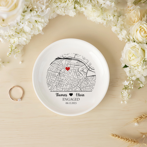 Custom Map Engaged Ring Dish Gifts For Couple HO82 901114