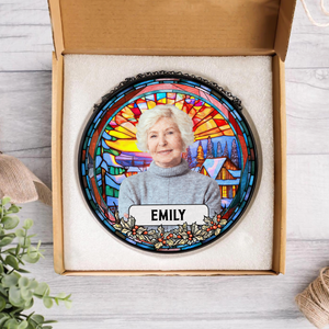 Custom Photo and Name Grandparent Memorial Stained Glass Suncatcher HA75 897150