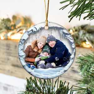 Custom Family Photo Christmas Ceramic Ornament HA75 897548