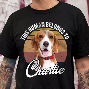 Custom Photo This Human Belongs To Dog & Cat Personalized Retro Dark Shirt CH07 896010