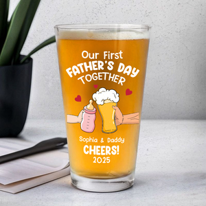 Personalized Funny Our First Fathers Day Beer Glass LM32 893663