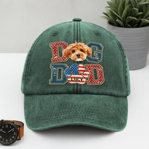 Custom Photo Best Dog Dad, Best Scooper Washed Denim Baseball Cap Gift For Father's Day, Dog Lovers HO82 894034