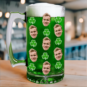 Custom Face Photo With Shamrock Beer Glass Mug TH10 898109