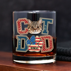 Custom Photo Best Cat Dad Whiskey Glass Gift For Father's Day, Cat Lovers HO82 894038