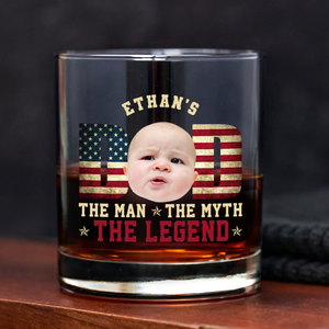 Custom Kid Photo - Dad, The Man The Myth The Legend Dad Whiskey Glass LM32 893539