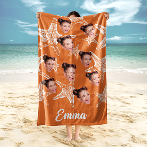 Custom Photo Starfish With Names Personalized Beach Towels HO82 894278