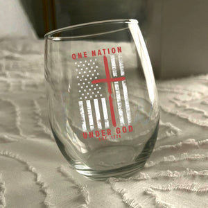 One Nation Under God Est 1776 Freedom Wine Glass LM32 895457