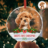 Custom Photo Dog First Christmas Glass Ornament HA75 897258