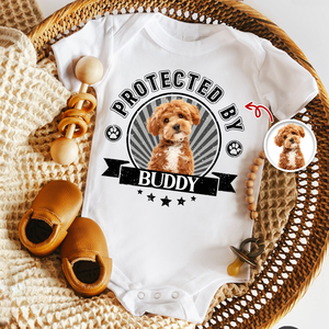 Custom Dog Photo Protected By Human Baby Onesie For Dog Lovers LM32 895023