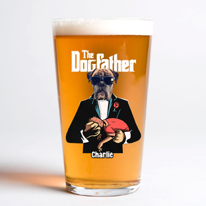 Custom Dog Photo The Dogfather Print Beer Glass Personalized Gift For Dog Dad HO82 893872