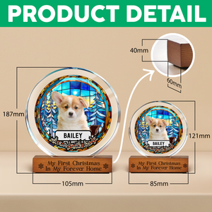 Custom Photo and Name Christmas Dog Cat Round Acrylic Frame Block CH07 899020