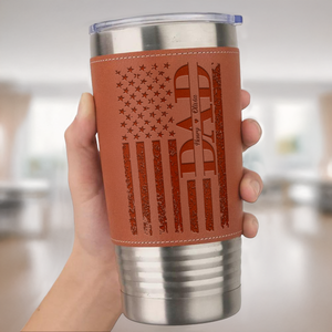 Custom Name Dad We Love You US Flag Leather Tumbler HA75 892560