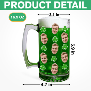 Custom Face Photo With Shamrock Beer Glass Mug TH10 898109