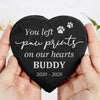 You Left Paw Prints On Our Hearts Personalized Name Memorial Heart Shaped Stone LM32 899237