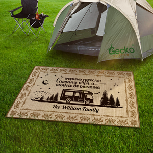 Personalized Family Name Floral Vintage Camping Patio Rug, Patio Mat HA75 892640