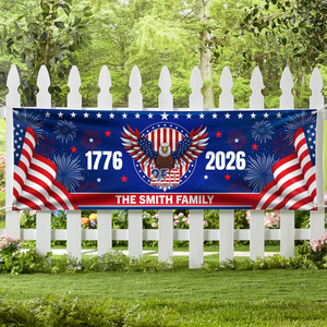 Personalized Family Name 1776-2026 250 Years Birthday America Flag Eagle Patriotic Banner HA75 898780