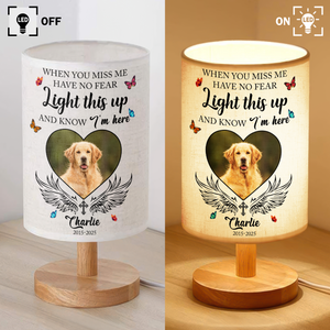 Custom Photo Love Never Leaves, It Lights Up Forever - Memorial Personalized Fabric Lamp CH07 895838