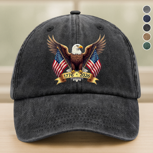 American Eagle and US Flag 250th Birthday USA Washed Denim Baseball Cap HO82 900356