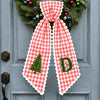 Personalized Christmas Tree Initial Stripe Wreath Sash, Custom Monogram Door Bow Decoration HO82 903918