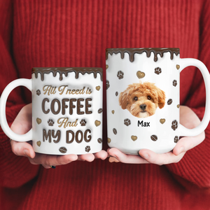 Custom Photo Coffee And Dog - Personalized 3D Inflated Effect Mug LM32 895129