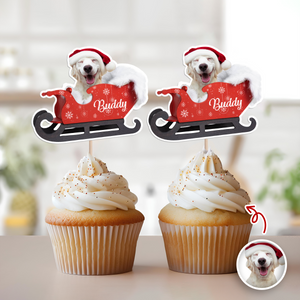 Custom Dog Photo Santa Cupcake Cupcake Toppers HO82 894580