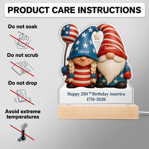 Custom Gnome Couple Happy 250th Anniversary American LED Night Light Plaque LM32 897241