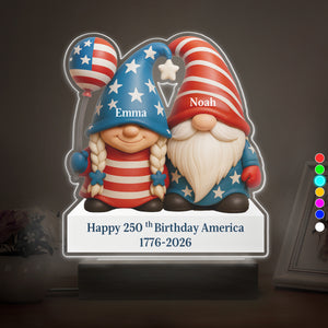 Custom Gnome Couple Happy 250th Anniversary American LED Night Light Plaque LM32 897241