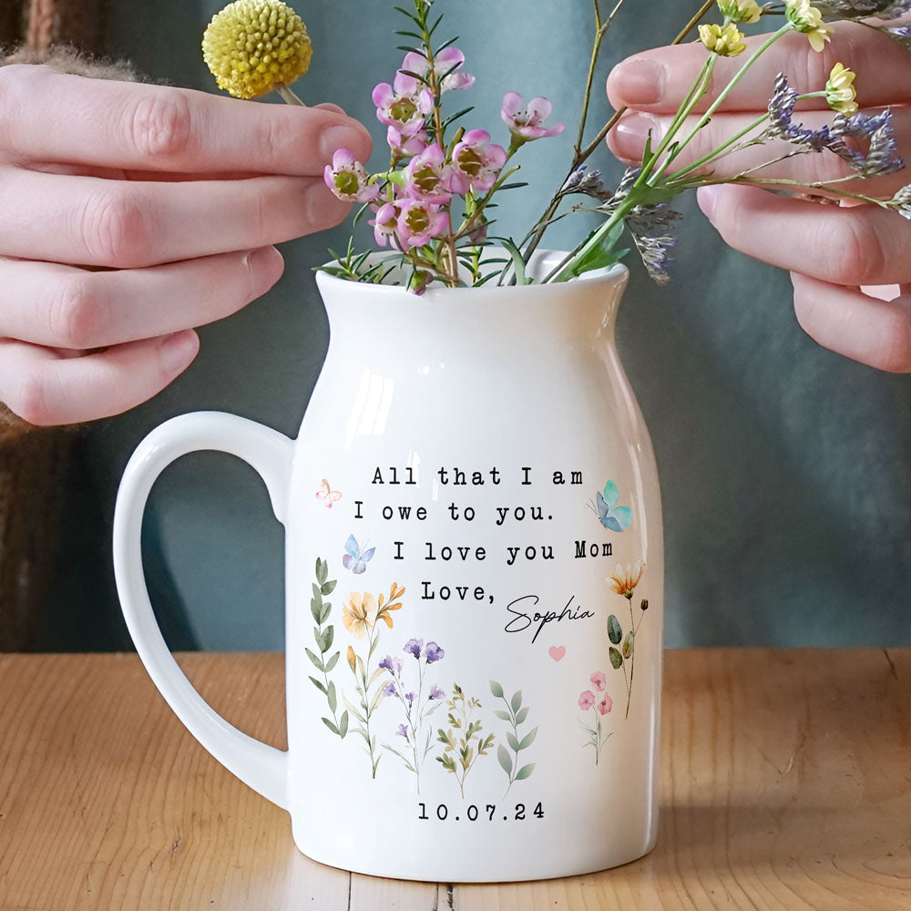 Personalised Mother's Day Floral Flower Vase Gift For Mom HO82 901918
