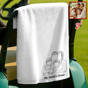 Custom Portrait Family Photo Line, Personalized Golf Towel, Custom Cotton Golf Towel LM32 897551
