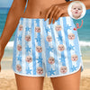 Custom Photo Striped Summer Pattern Women's Beach Short - Personalized Beachwear Gift HO82 902954