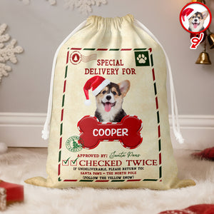 Custom Dog Photo Santa Sack Special Delivery Dog Christmas Gift Bag CH07 895760